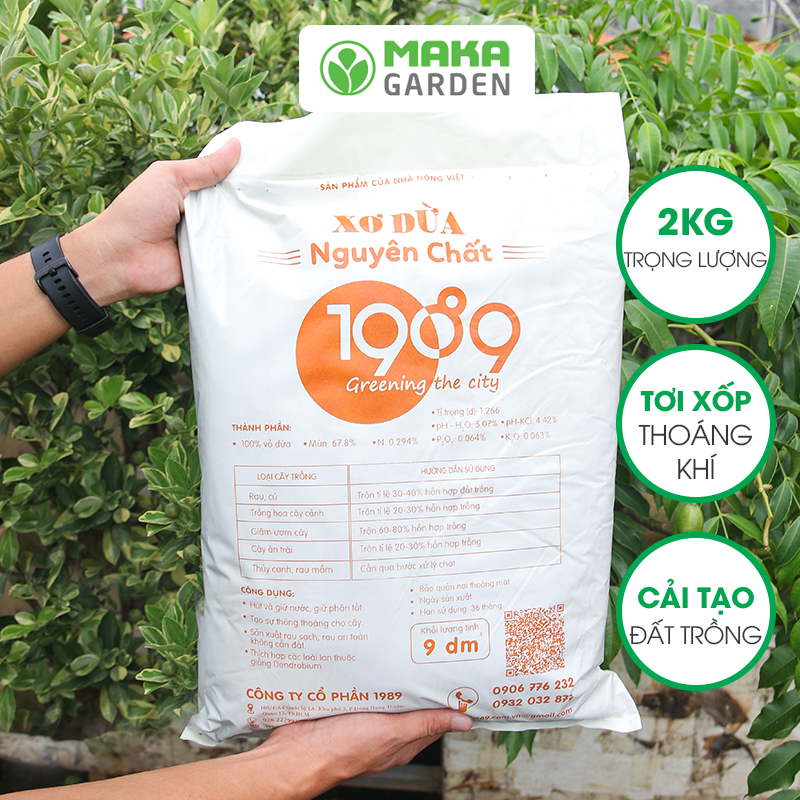 Xơ Dừa Nguyên Chất Đã Qua Xử Lý 1989 - Túi 9dm3 - Chuyên Trồng Rau, Hoa Màu, Dâu Tây, Cây Ăn Trái, Thủy Canh