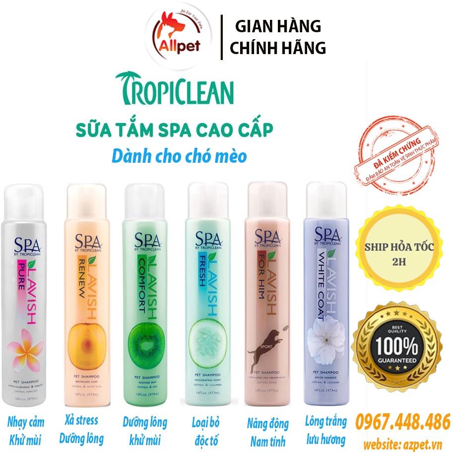 Sữa tắm cho chó TropiClean. Dầu gội dưỡng lông, khử mùi, giảm stress, năng động, nhạy cảm, lưu hương lâu. Chai 473ml.