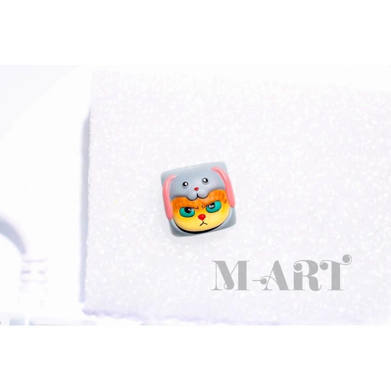 Nút dành cho bàn phím cơ mèo dễ thương và chiếc mũ thỏ con - Meowy artisan keycaps