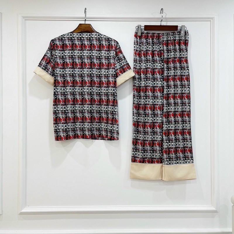 PIJAMA CỘC DÀI HOẠ TIẾT DẠ CAO CẤP