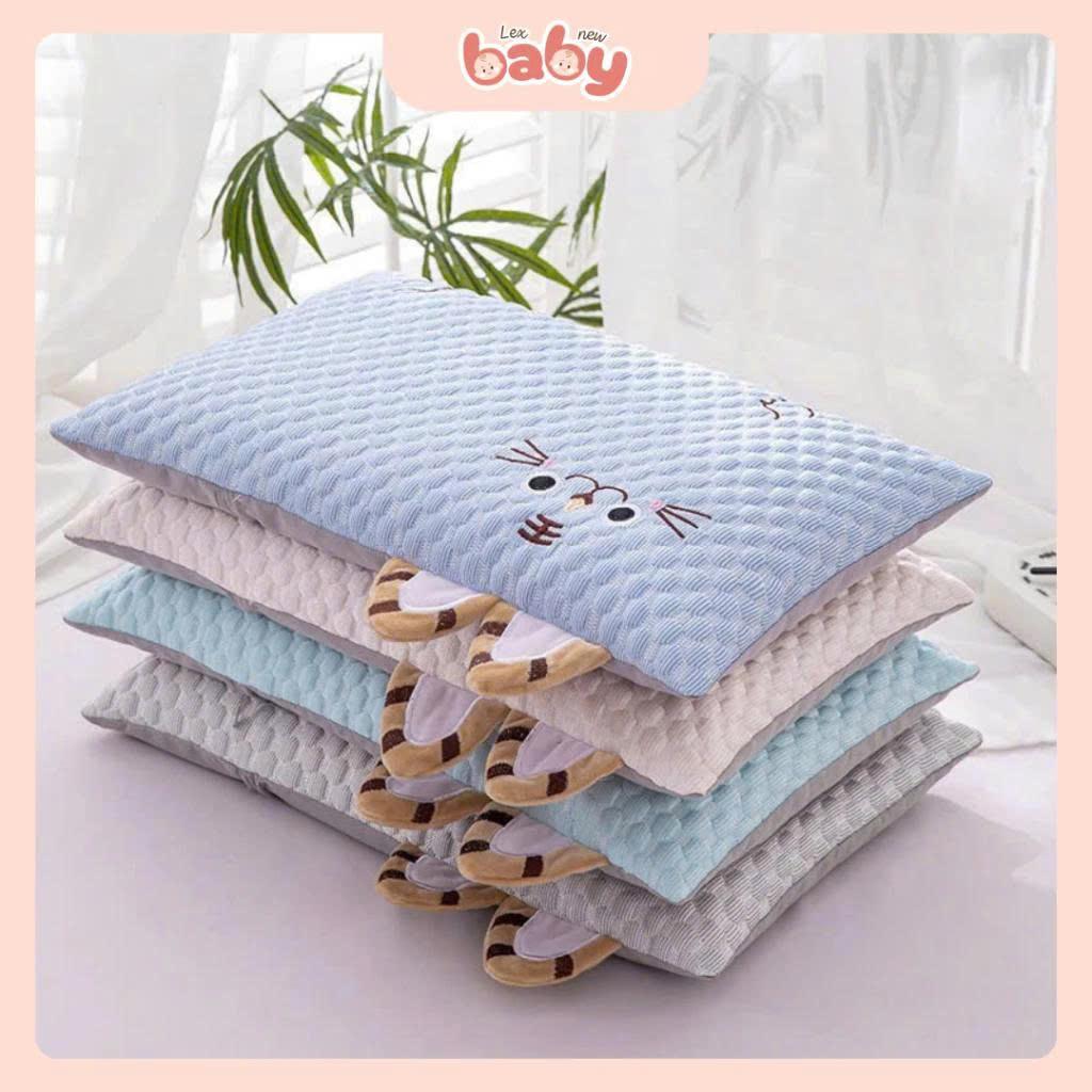 Gối Đầu Cho Bé Gối Băng Lạnh Hình MÈO Thoáng Mát Không bị dính mồ hôi dùng vải lụa mềm