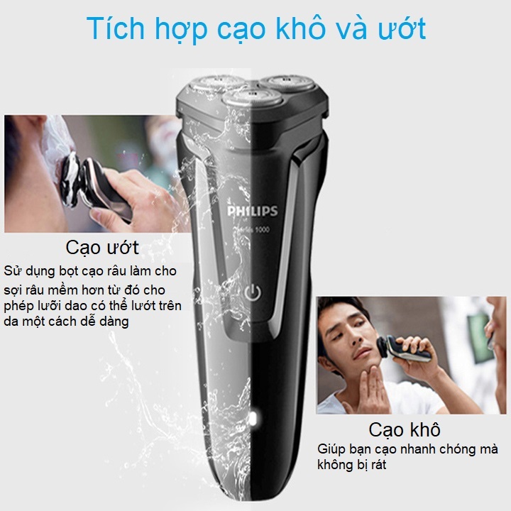 HÀNG CHÍNH HÃNG - Máy cạo râu khô và ướt AquaTouch Philips S1010