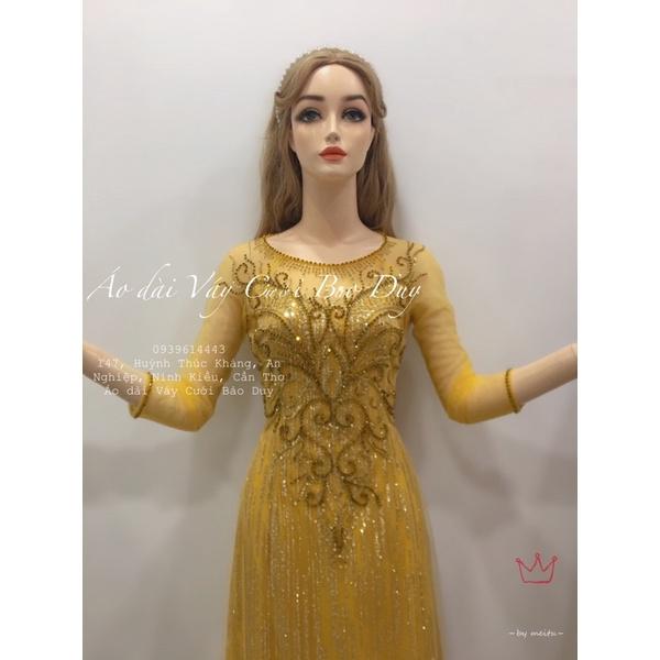 Áo dà mẹ màu vàng đi tiệc hoặc sui gia