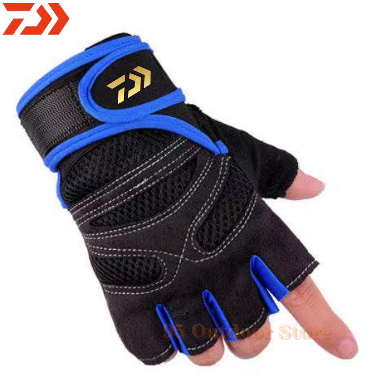 Mới Daiwa Găng Tay Câu Cá Thể Thao Thoáng Găng Tay Câu Cá Thoáng Khí Săn Bắn Chống Trơn Trượt Khi Đi Cắm Trại Đi Xe Đạp Ngón Tay Găng Tay Thể Thao