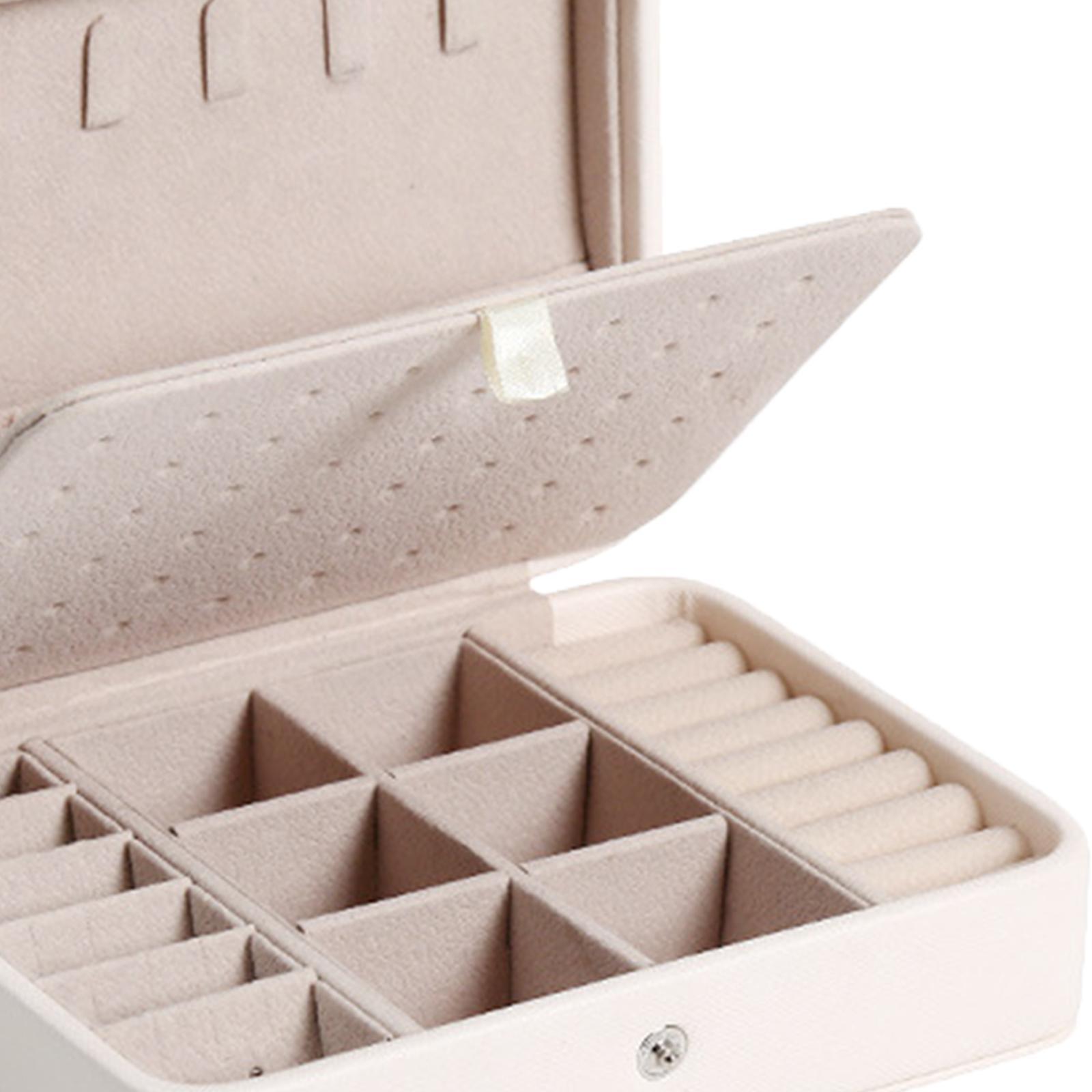 Jewelry Box Leather Double Layer Travel Storage Case Organizer