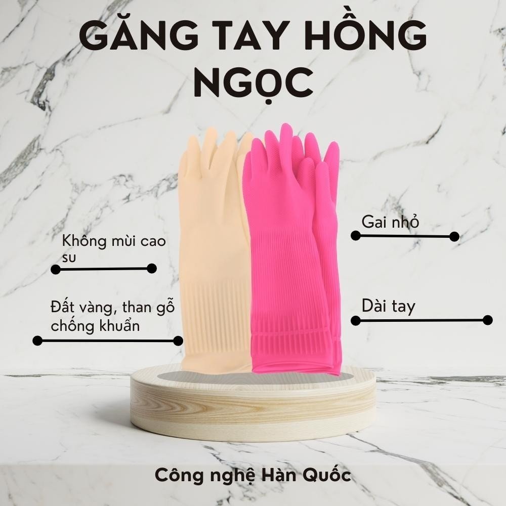 Hàng Tặng Không Bán - 2 Đôi Găng Tay Cao Su Đất Vàng Và Than Gỗ Ruby L