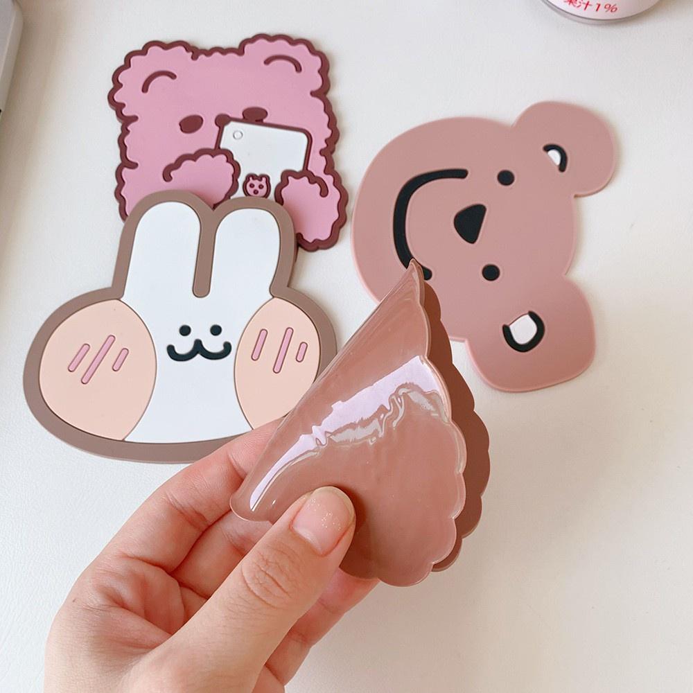 Đế Lót Ly Chống Trượt Bằng Cao Su Hình Thỏ Gấu Dễ Thương DecorMe Miếng lót cốc dẻo Cách nhiệt chống thấm nước