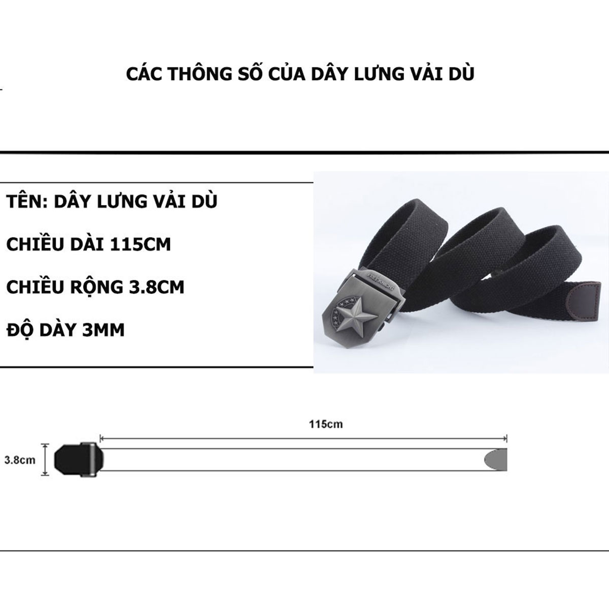 Hình ảnh Thắt Lưng Nam Vải Dù U679 Mặt Khóa Hợp Kim Thép Không Ghỉ Sáng Bóng, Dây Dệt Sợi Bông Thiên Nhiên Cao Cấp -Hàng chính hãng