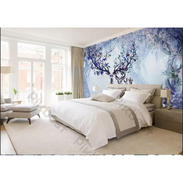 Tranh dán tường Khu rừng bắc Âu hiện đại, Tranh dán tường 3d hiện đại MS924242