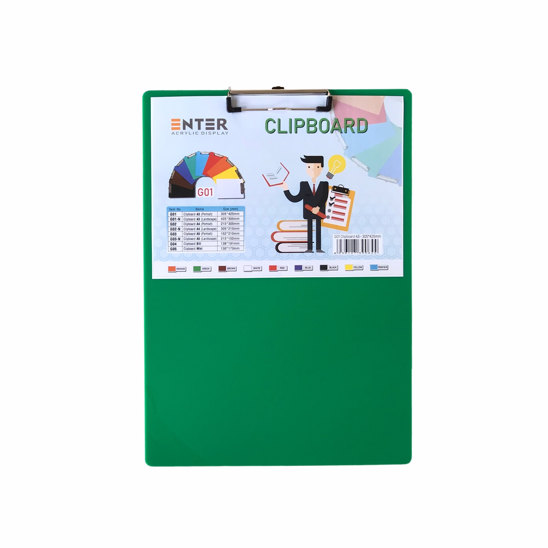 Bìa trình ký mica Enter G01 31.5x43cm có kẹp giấy A3 đứng