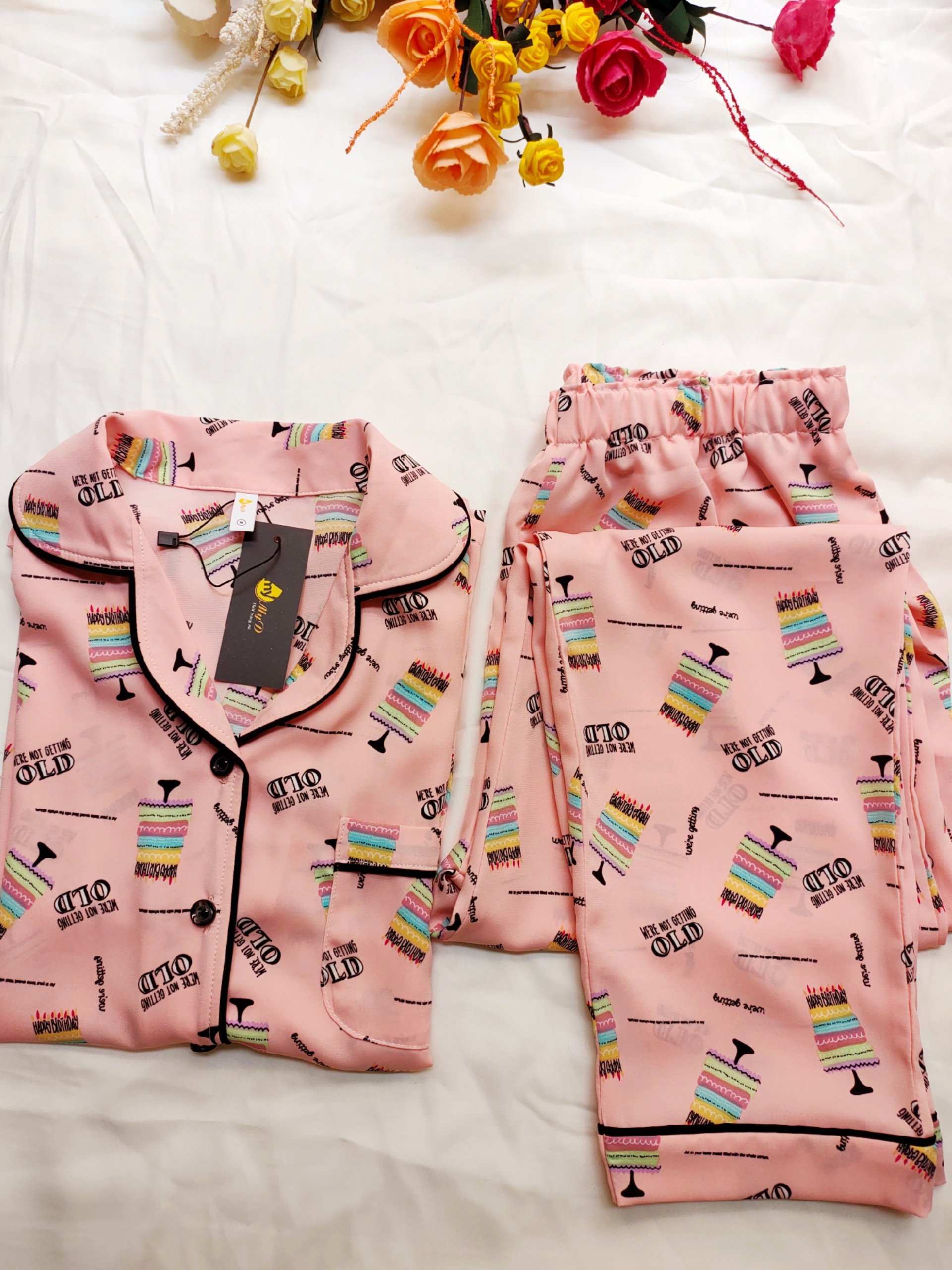 Bộ Pijama Tay Ngắn Quần Dài Lụa Mango Cao Cấp