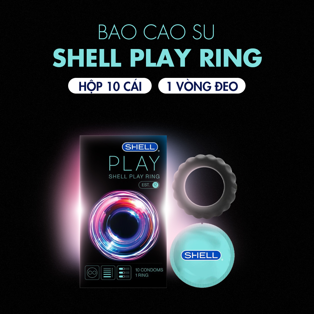 [Hộp 10 cái] Bao cao su Shell Play Ring 6 tính năng