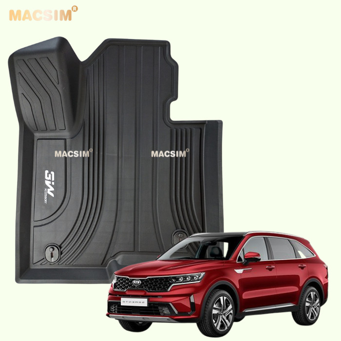 Thảm lót sàn xe ô tô Kia sorento 2021- nay Nhãn hiệu Macsim 3W chất liệu nhựa TPE đúc khuôn cao cấp - màu đen