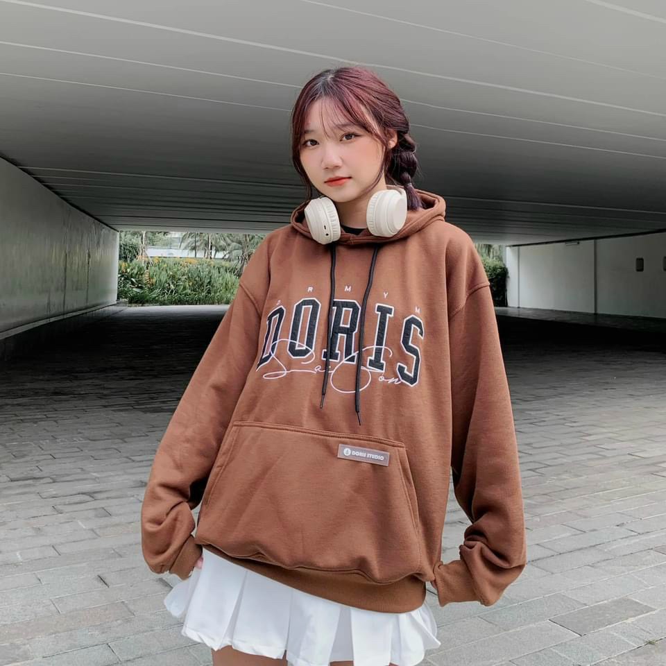 Áo HoodieChữ DORIS - SLYDER Khoác Nỉ Có Nón Mũ 2 Lớp Rộng Unisex Hàn Quốc Cặp Đôi Nam Nữ - Chống Nắng Thu Đông