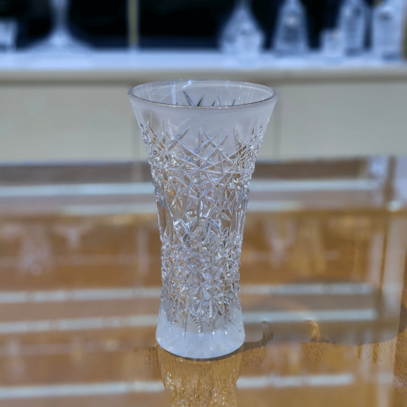 Bình hoa pha lê Tiệp cao cấp BOHEMIA cao 30.5 cm, hoa văn mài và phun cát mờ - Hàng chính hãng