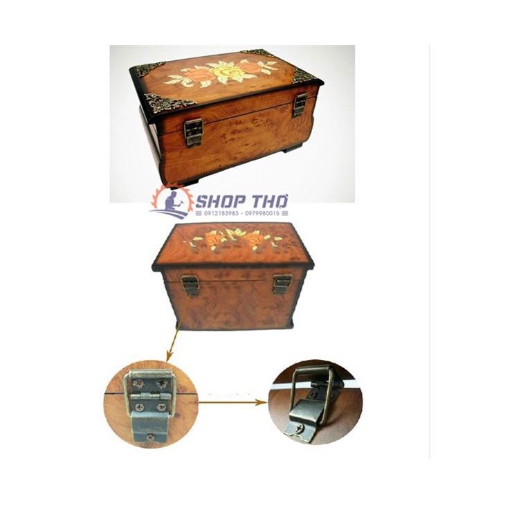 Bản lề giả cổ D148 cho hộp gỗ kích thước lớn mở 90 độ