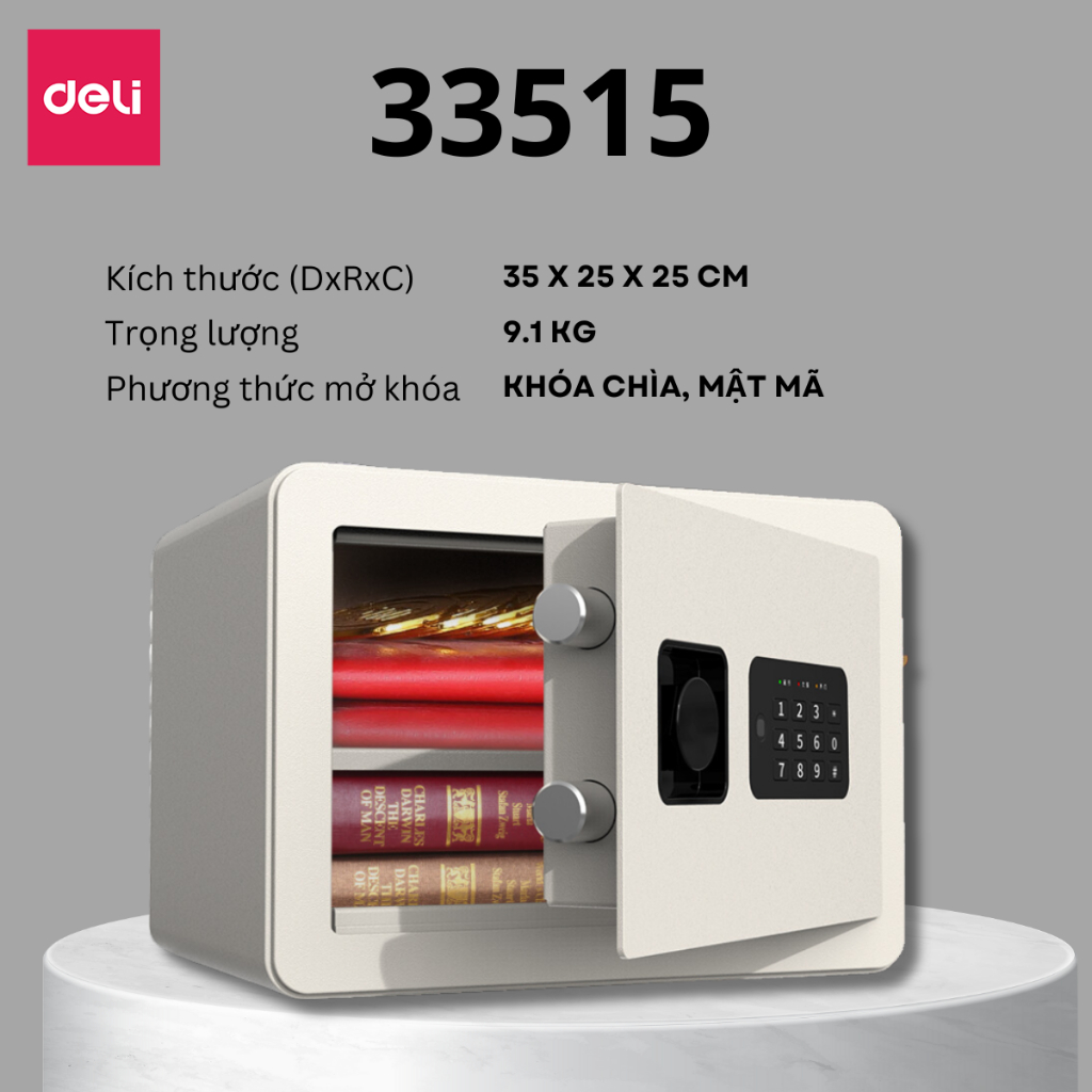 Két Sắt Vân Tay DELI, Két Sắt Điện Tử Thông Minh Chống Cưa Cắt Chống Cháy An Toàn Bảo Vệ Tài Sản
