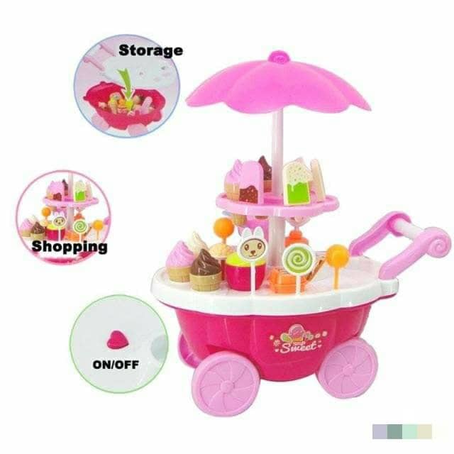 Bộ đồ chơi lắp ráp, xếp hình xe đẩy bán kem