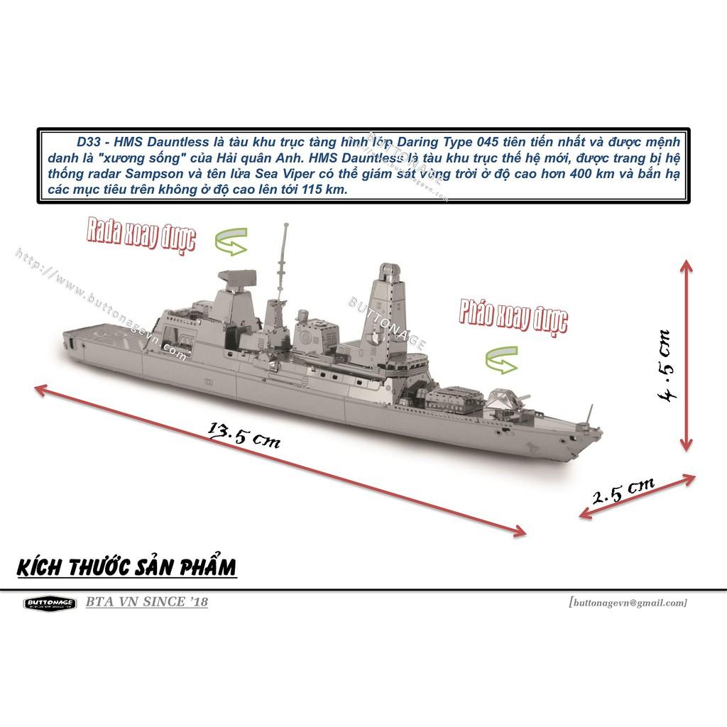 Mô Hình Lắp Ráp 3d Tàu Khu Trục HMS Dauntless – Anh