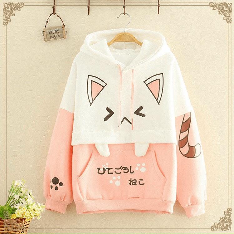 Áo Khoác Hoodie Nữ Chất Nỉ Bông In Mèo Kèm Chữ Kiểu Siêu Xinh Siêu Xịn - MC84