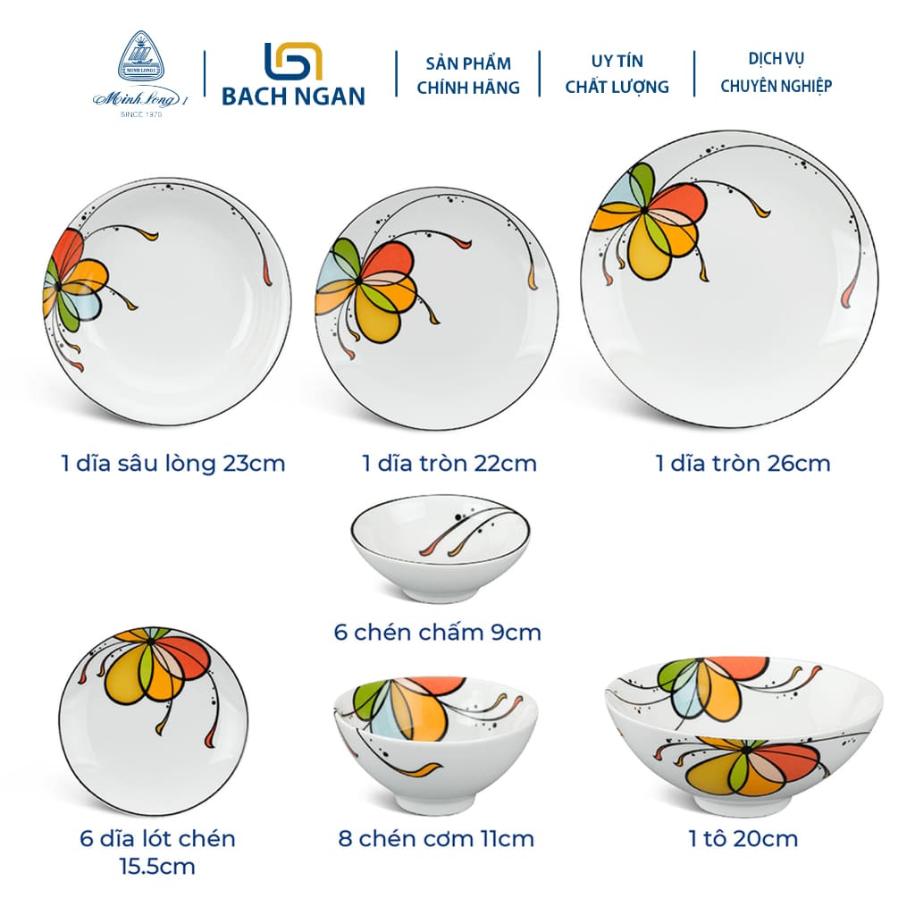 Tô trung 20 cm Daisy Bóng Bay - Gốm sứ cao cấp Minh Long I