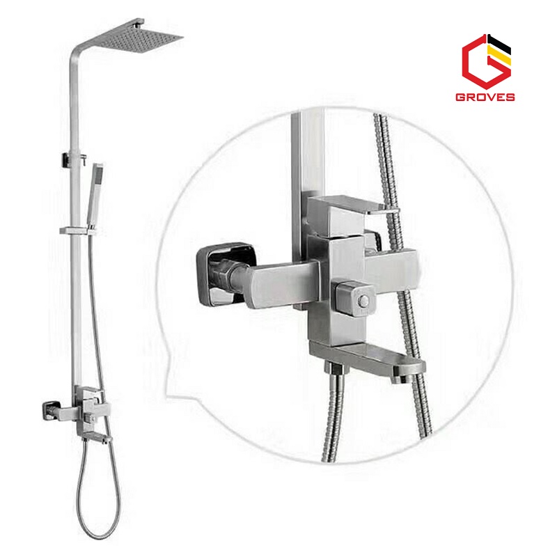 Sen cây tắmnóng lạnh thân vuông inox mờ GS8005