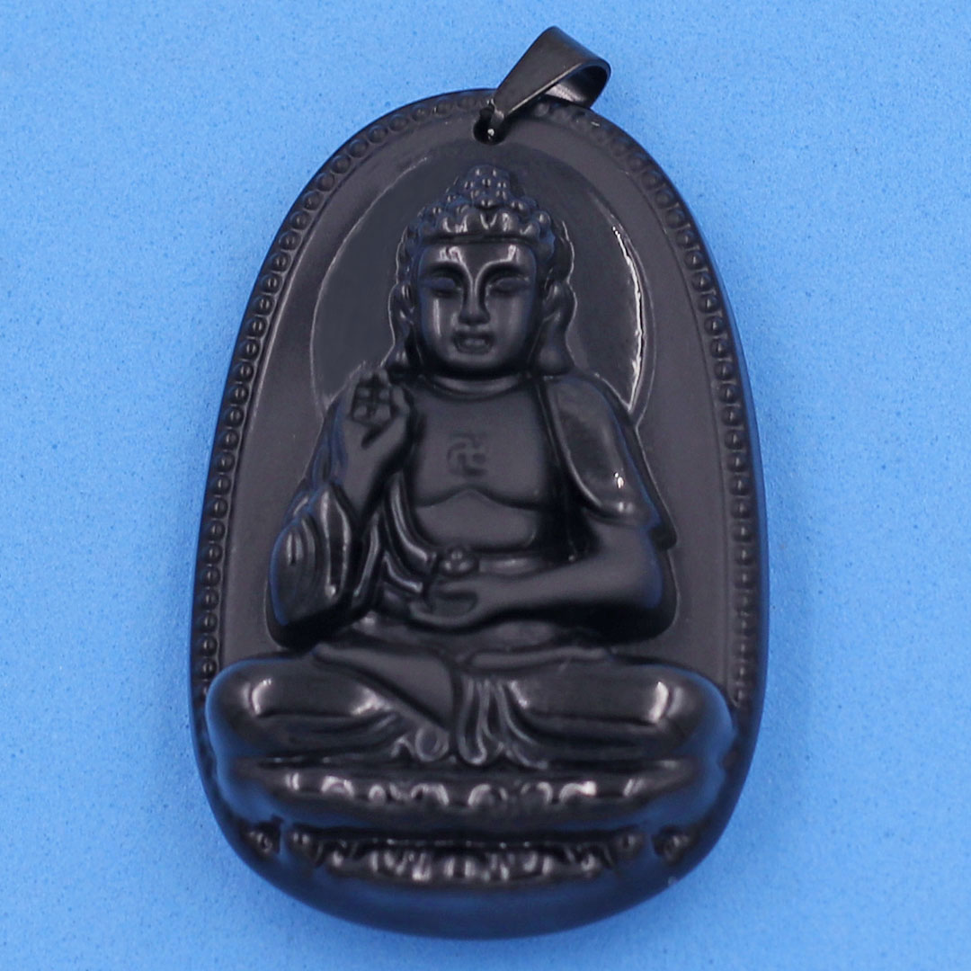 Mặt dây chuyền Phật A Di Đà thạch anh đen 4.3cm - phật bản mệnh tuổi Tuất, Hợi
