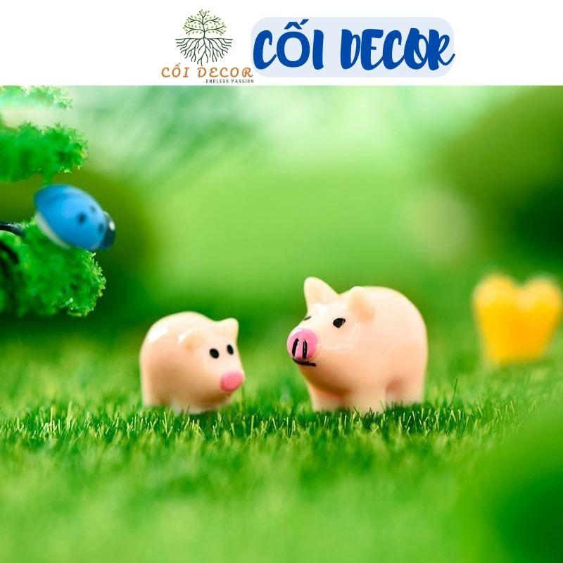 Tiểu cảnh mini ️ Mô hình lợn con mini mũi hồng trang trí sen đá, sân vườn, terrarium