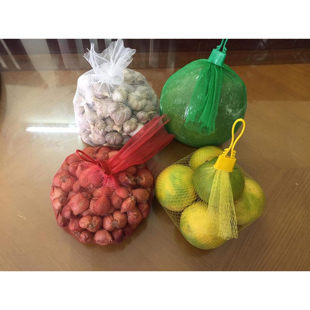 50 túi lưới (kèm quai chốt) đựng trái cây, hành tỏi, thạch rau câu
