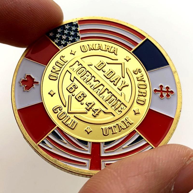 Thế Chiến Thứ 70 Kỷ Niệm Đồng Xu Lưu Niệm Arromanches Chiến Tranh Normandie Thử Thách Quân Sự Đồng Xu Sưu Tầm