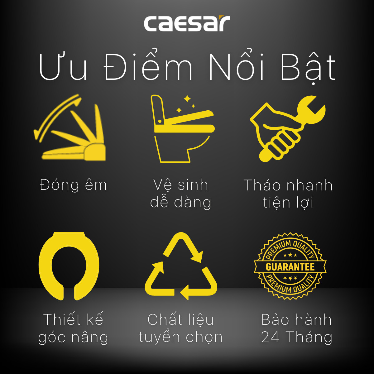 Nắp Bàn Cầu CAESAR Nhựa Cao Cấp  MU234 - Nắp rơi êm