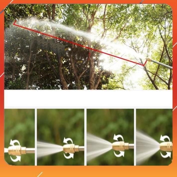 Vòi Xịt️Evoucher Bộ dây vòi xịt nước rửa xe, tưới cây , tăng áp 3 lần, loại 15m 206701-2 đầu đồng,cút,nối vàng+ đai