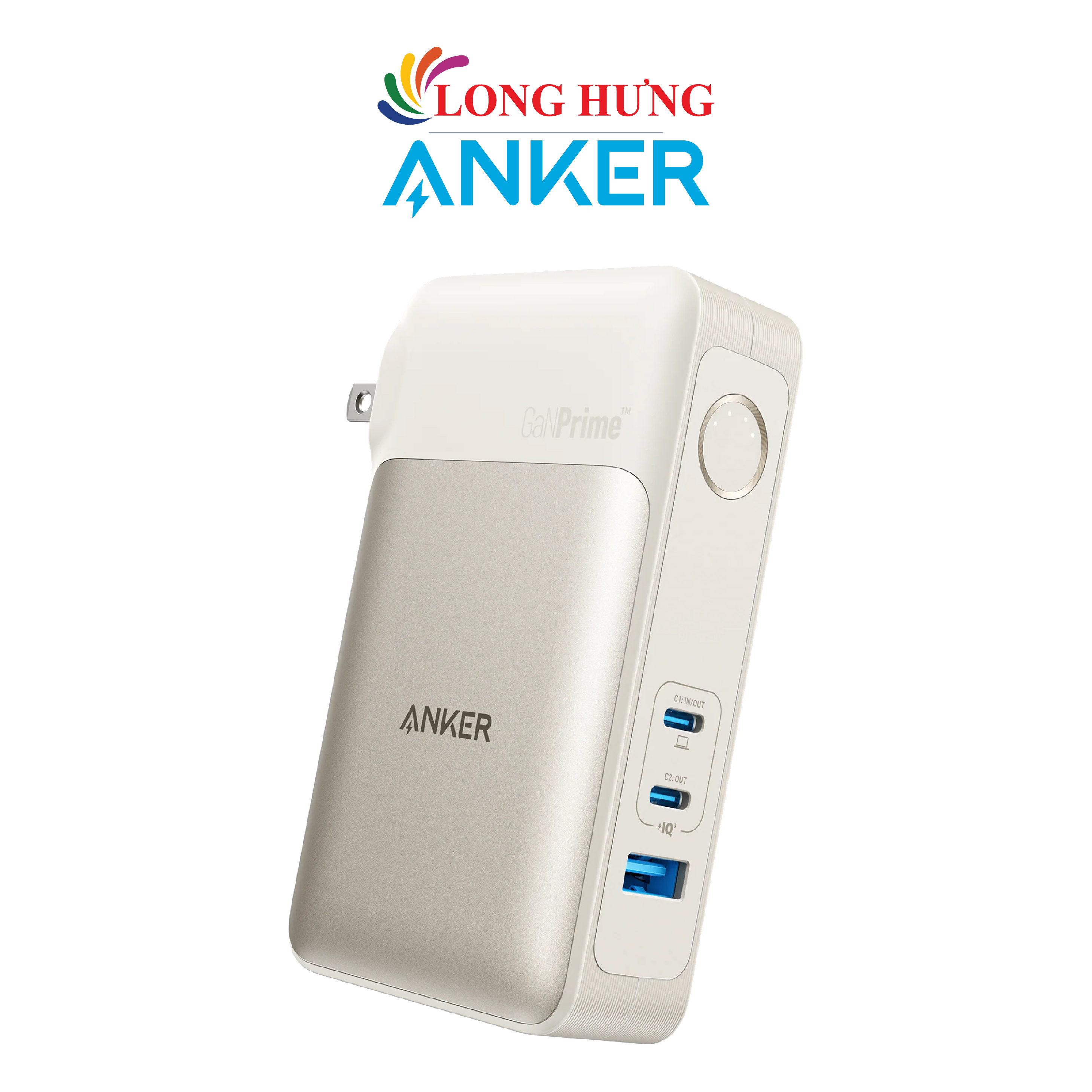 Sạc dự phòng kiêm cốc sạc Anker 733 GaNPrime PowerCore 2 in 1 1USB 2Type-C 65W 10000mAh A1651 - Hàng chính hãng