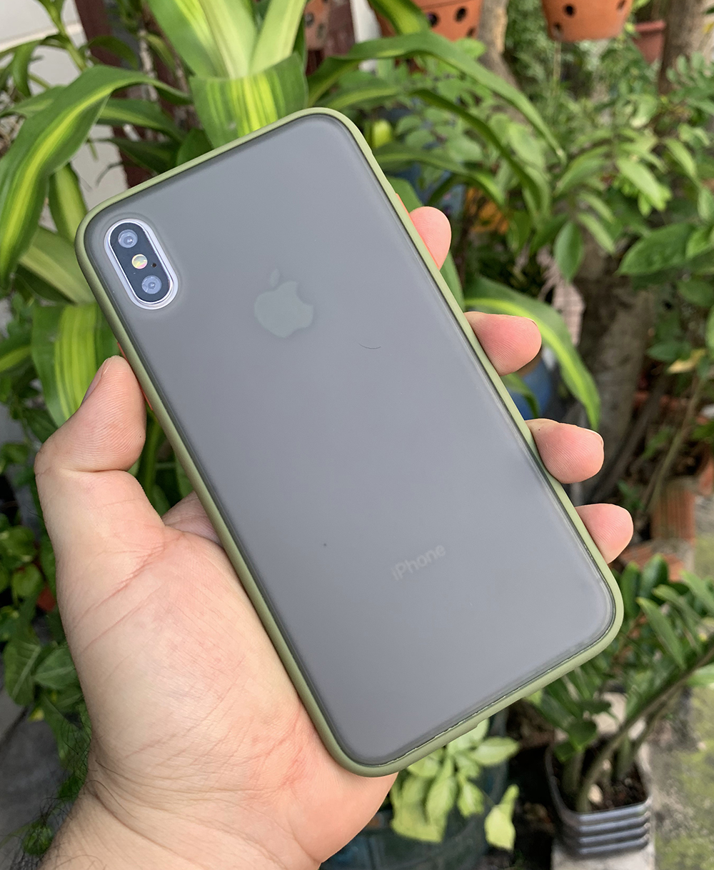 Ốp lưng chống sốc dành cho iPhone XS MAX nút bấm màu cam - Màu xanh