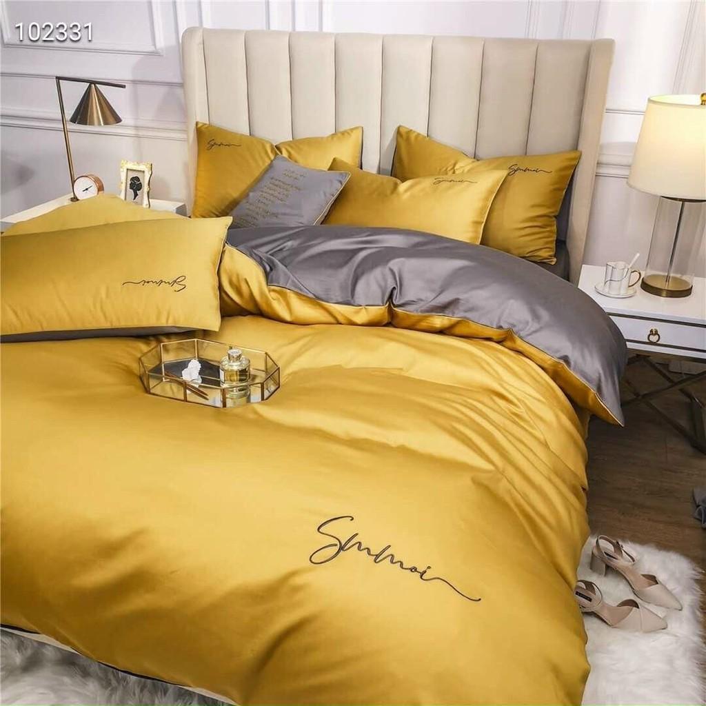 Set 5 Món Vỏ Chăn Ga Gối Tencel 40s SUMOI - Vàng