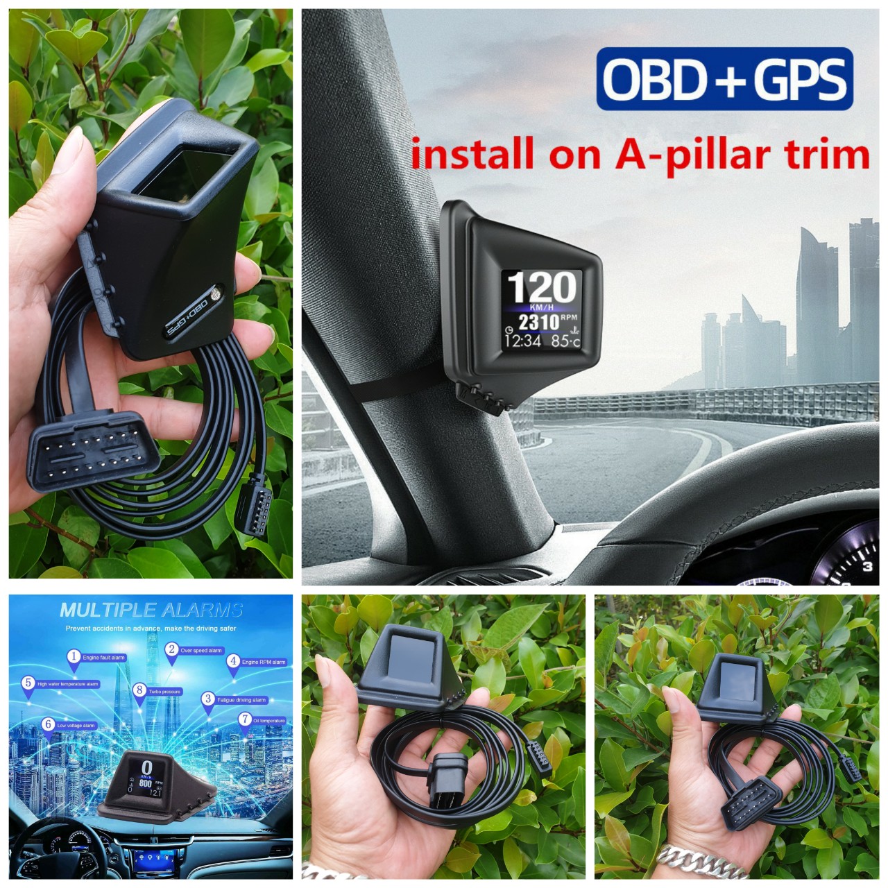 Máy hiển thị tốc độ HUD OBD2+GPS xe hơi báo km xóa mã lỗi ô tô kiểm soát tổng thể xe bản đặc biệt lắp các xe, đồ chơi phụ kiện xe hơi