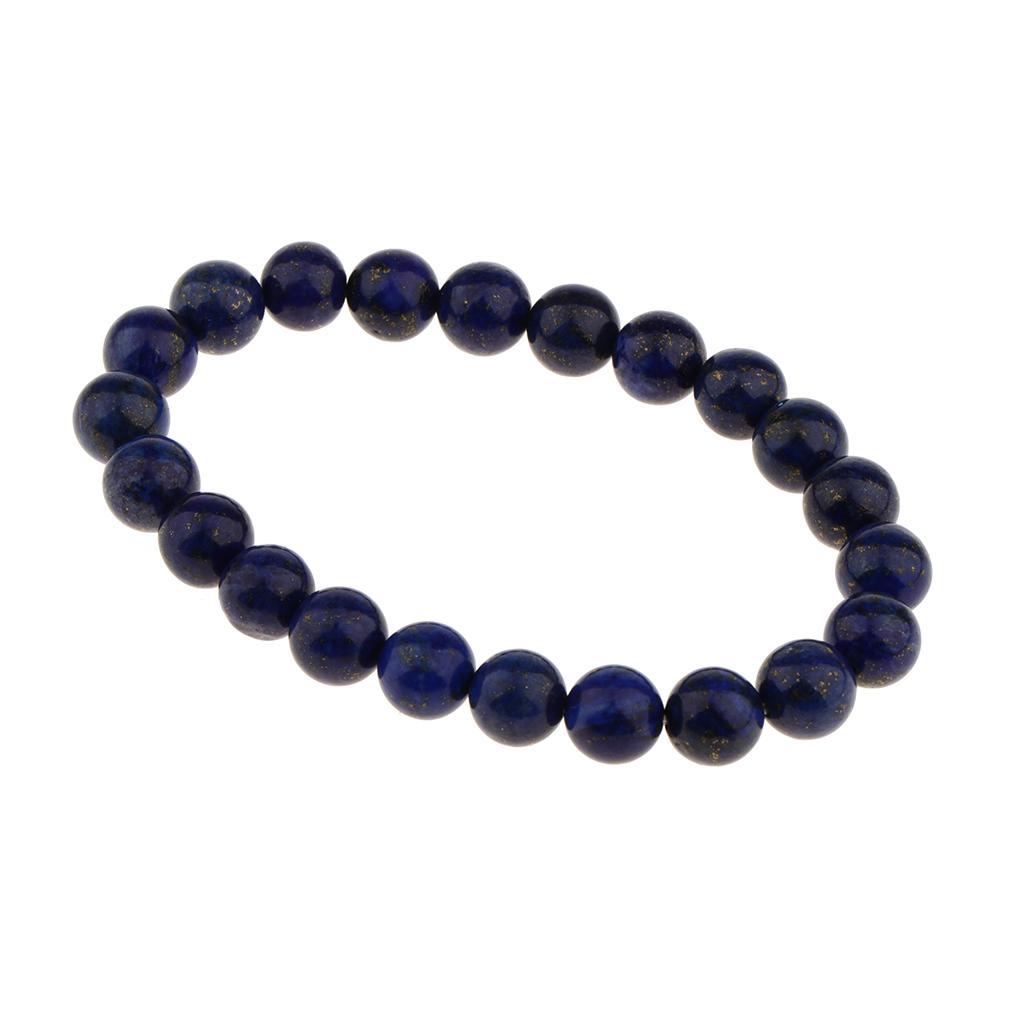 Men's Women's 8mm Natural Gemstones Lapis Lazuli Beads Bracelet Adjustable
