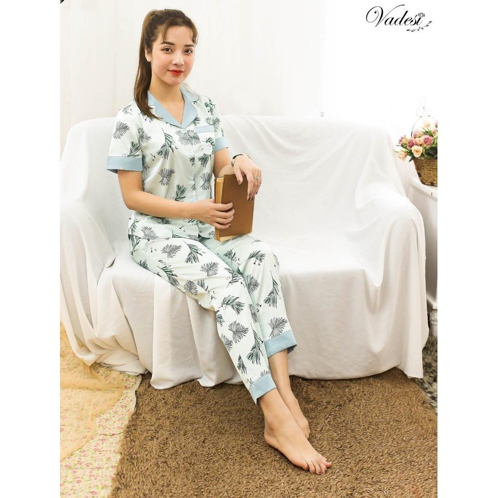 Bộ Đồ Ngủ Pijama Nữ Quần Dài Tay Ngắn Lụa Cao Cấp Mặc Nhà Đẹp Mềm Mịn Thấm Hút Thoáng Mát – VADESI