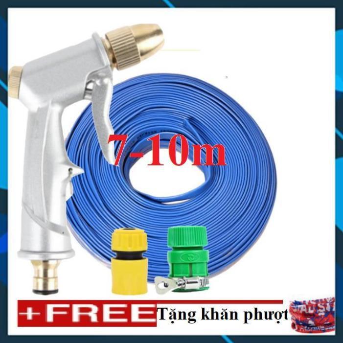 ️ Bộ dây vòi xịt nước rửa xe, tưới cây , tăng áp 3 lần, loại 7m, 10m 206701 đầu đồng,cút, + khăn phượt