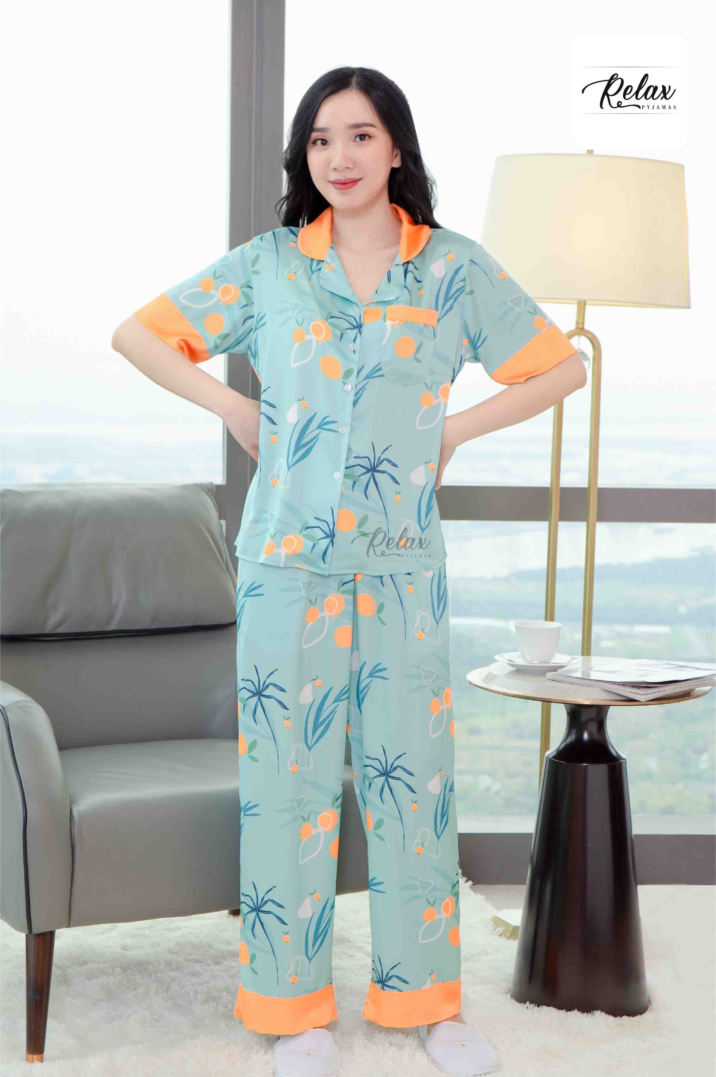 Đồ Bộ Pyjama, Đồ mặc nhà nữ Lụa Pháp cao cấp, mềm mịn, thoáng mát - HW1007 - RELAX