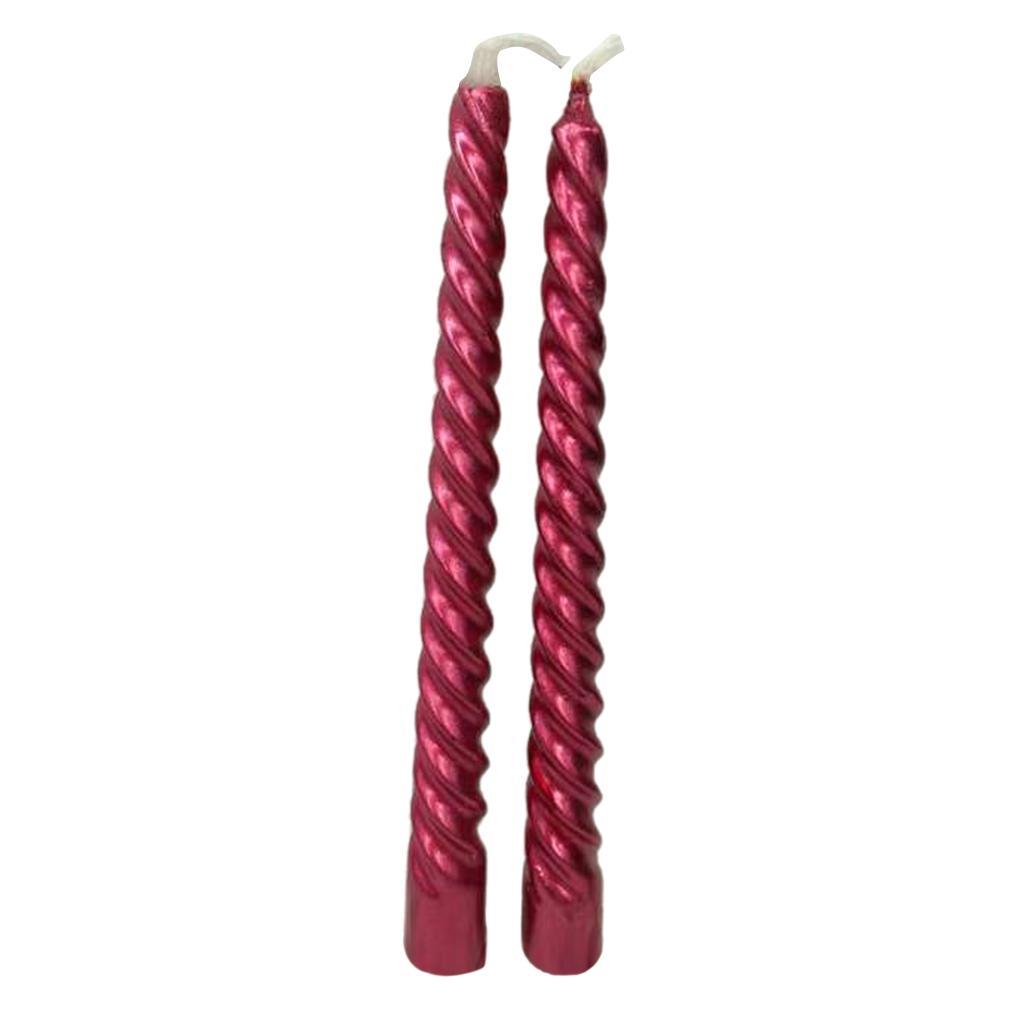 2X 2pcs Taper Twisted Smokeless Dinner Table Wedding Party Spiral Candles Red