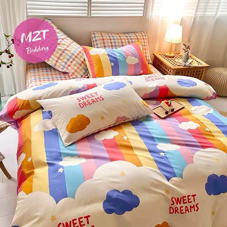 Bộ chăn ga Cotton Poly M2T Bedding chăn ga Hàn Quốc họa tiết Cầu Vồng Sau Mưa đủ size miễn phí bo chun