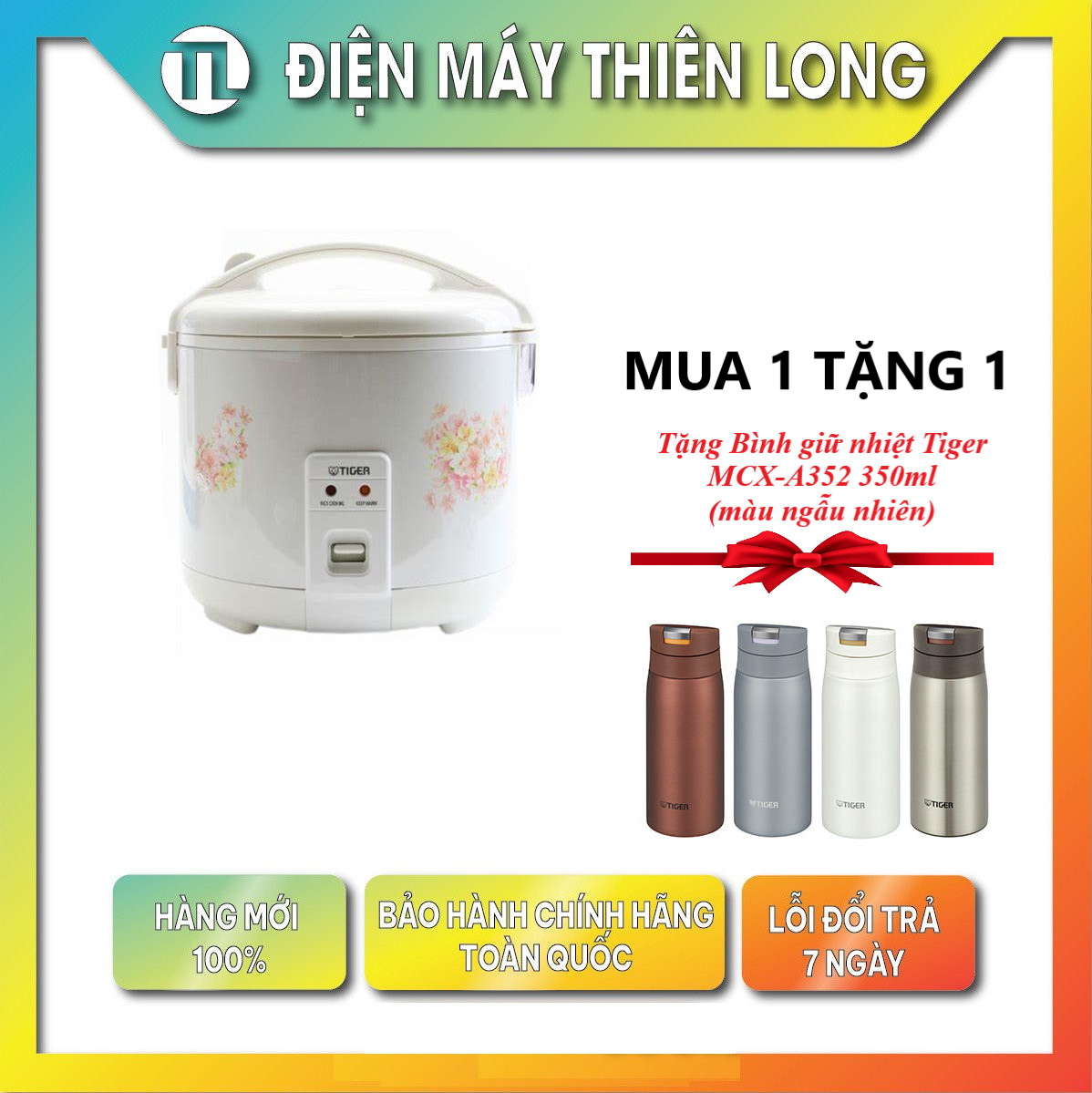 Nồi cơm điện Tiger JNP-1800-FL (1.8 lít) - TẶNG Bình giữ nhiệt Tiger MCX-A352 350ml - HÀNG CHÍNH HÃNG