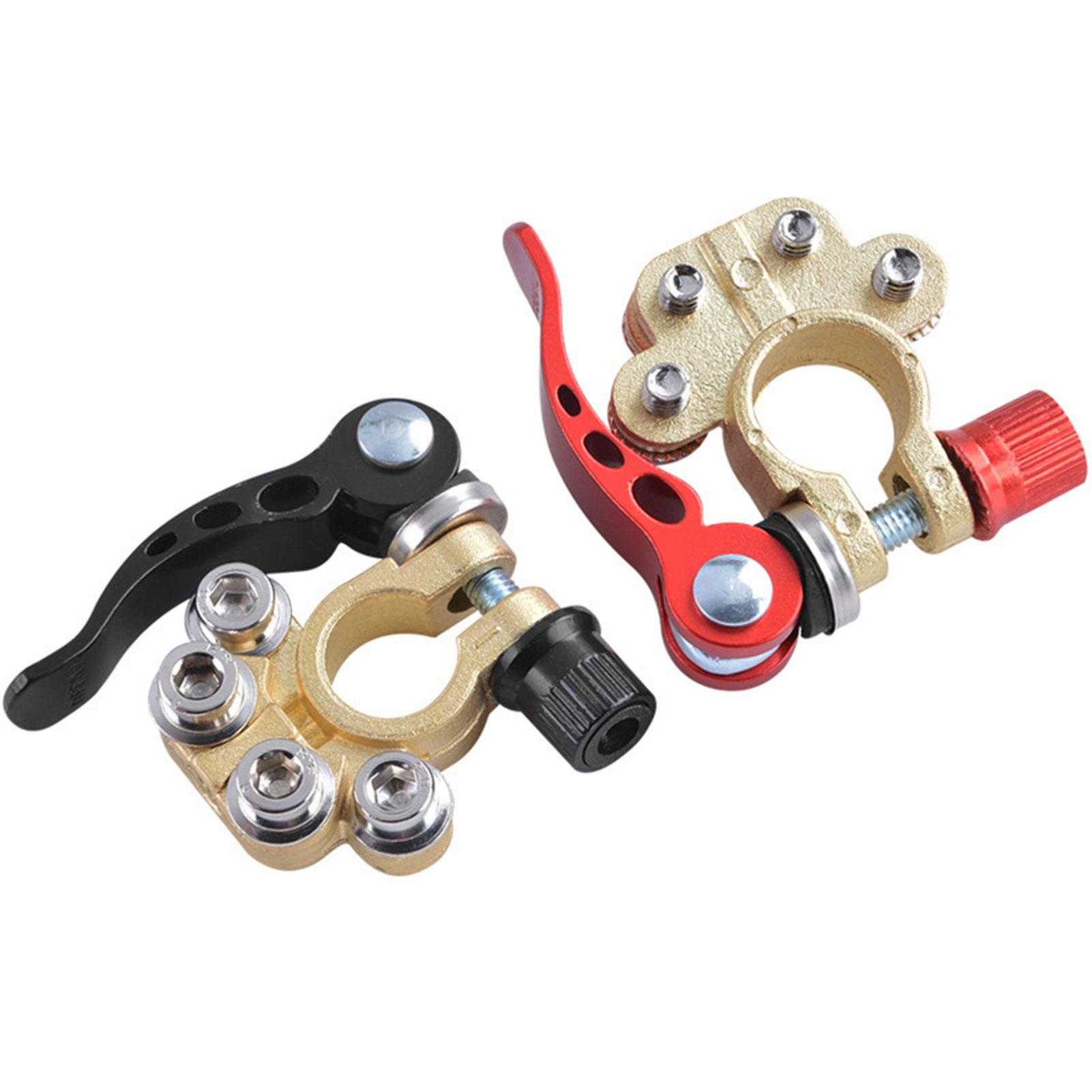 2Pcs Car Battery Terminal Connector Clamp Adjust Disconnect Quick Release Tool with 1Pc Hexagon Wrench