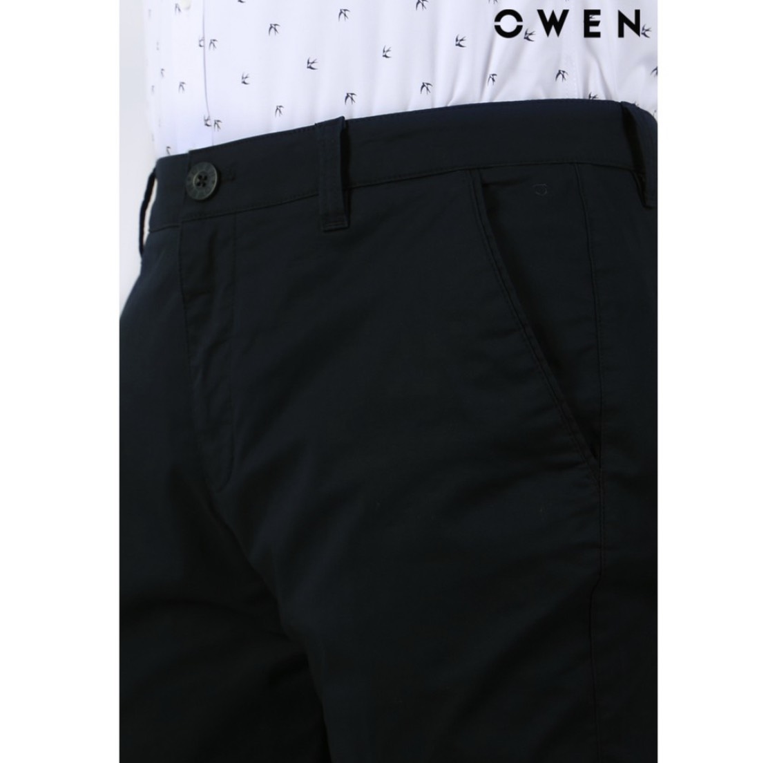 OWEN - Quần kaki nam Owen chất thô giấy mềm mại co dãn màu đen 21993/22006