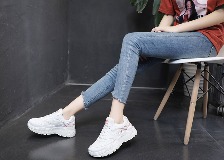 Giày Sneaker Nữ Độn Đế Đẹp Viền Khâu Chữ X Hapu