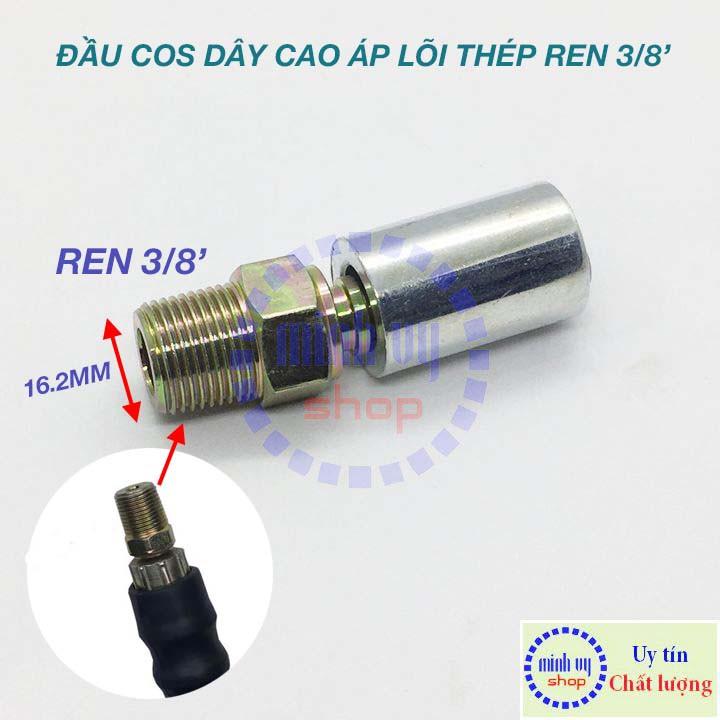 Đầu cos dây siêu cáp áp cho máy rửa xe công nghiệp ren ngoài 3/8&quot;