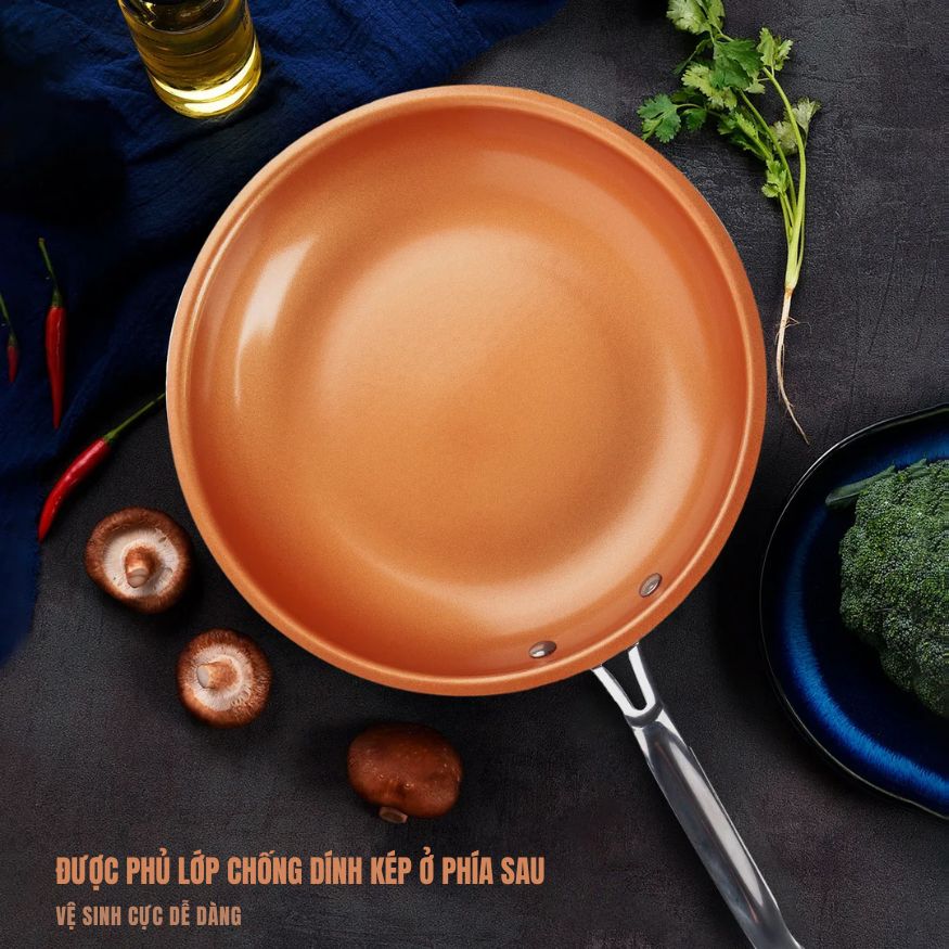 Chảo Chống Dính Đáy Từ Mishio (Size 20, 25, 30cm) MK430 MK431 MK432 - Chống Dính Gốm Cao Cấp, An Toàn Sức Khỏe, Dùng Cho Mọi Loại Bếp - hàng chính hãng