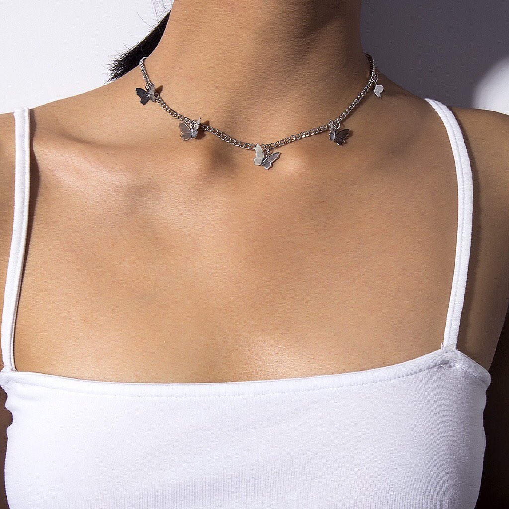 Vòng Cổ Choker Hình Bướm Quyến Rũ BellaDonna 27 - silver color