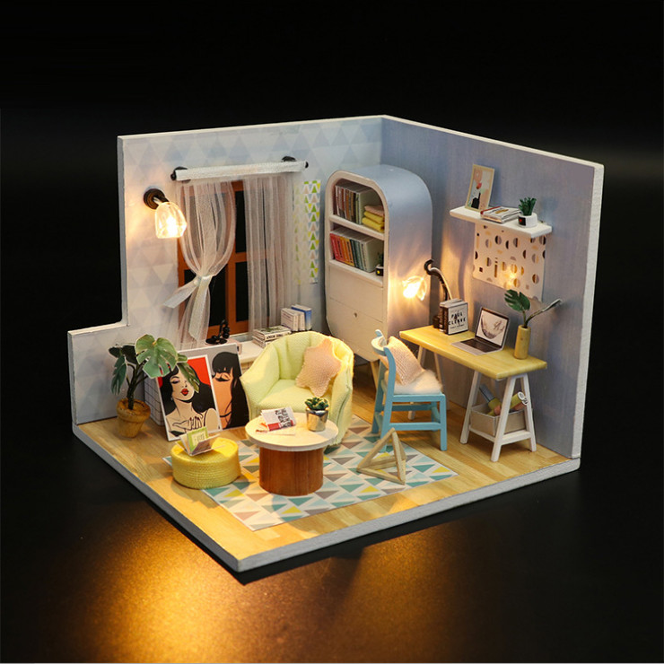 Mô hình nhà DIY Doll House Nhà gỗ Ding Dong Nest Kèm Đèn LED